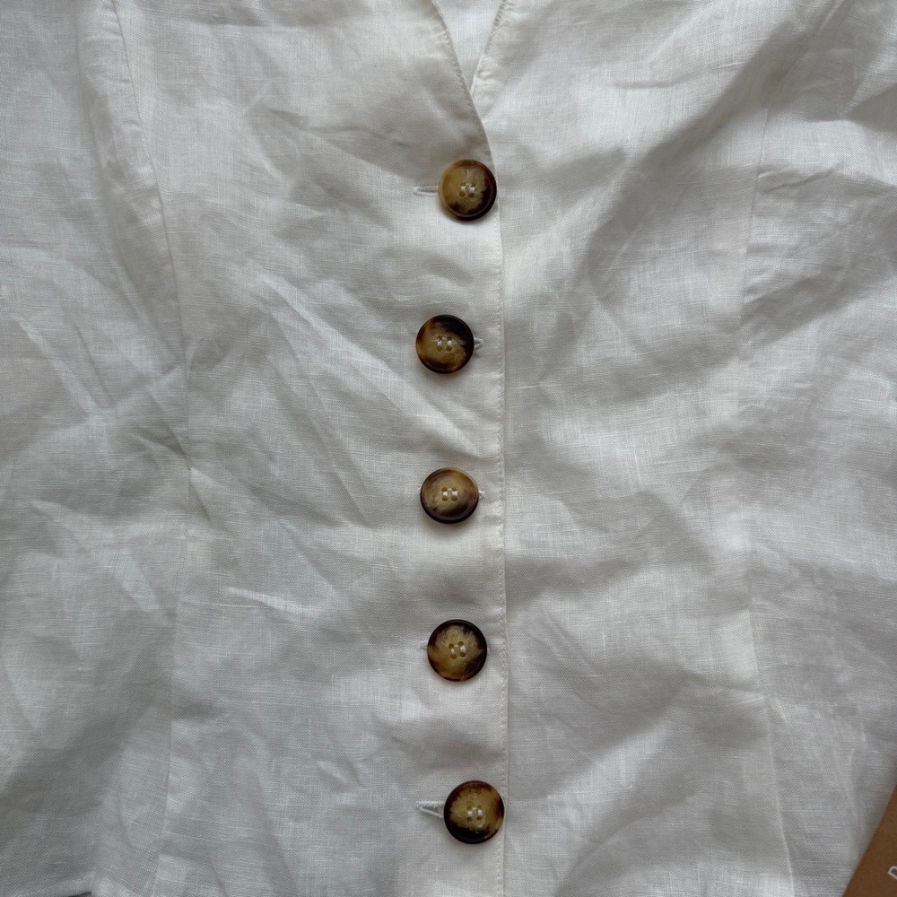 Reformation Tallulah White 100% Linen Button Up Front Top Large NWT - Picture 2 of 12